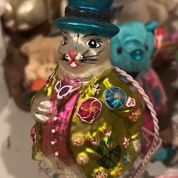 Christopher Radko Easter Bunny Ornament Hopper Topper NWT ESTATE SALE - Picture 4 of 5